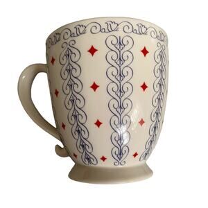 Starbucks 2003 Barista Series White Bella Pattern Ceramic Pedestal 16 oz. Mug